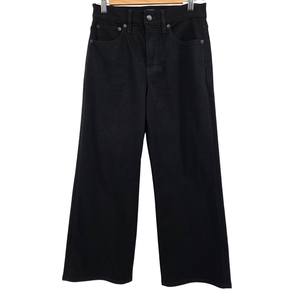 J.Crew Wide-Leg Crop‎ Jeans Womens 26 Black High Rise Stretch Denim Casual